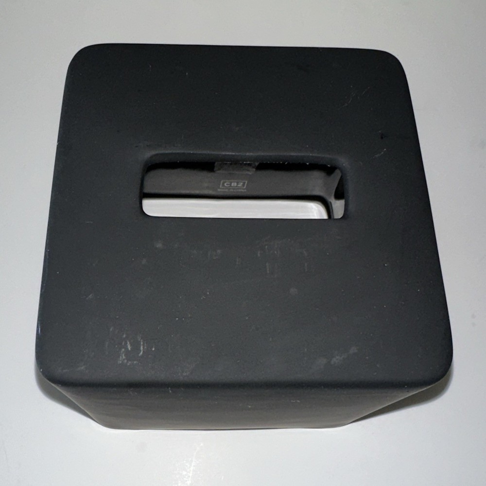CB2 Matte Black Ceramic Tissue Box Holder Cover