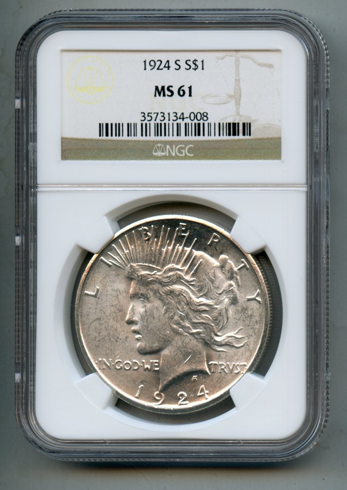 1924 S Peace Silver Dollar NGC MS 61