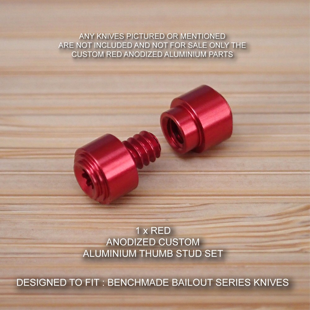 Benchmade 537 BAILOUT Custom Designed 2 Piece Thumb Stud Set - Anodized RED