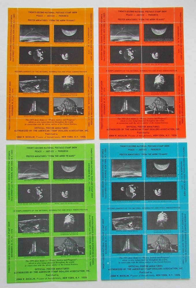 ASDA SHOW SOUVENIR SHEETS APOLLO SPACE 16 DIFFERENT 1970-1971
