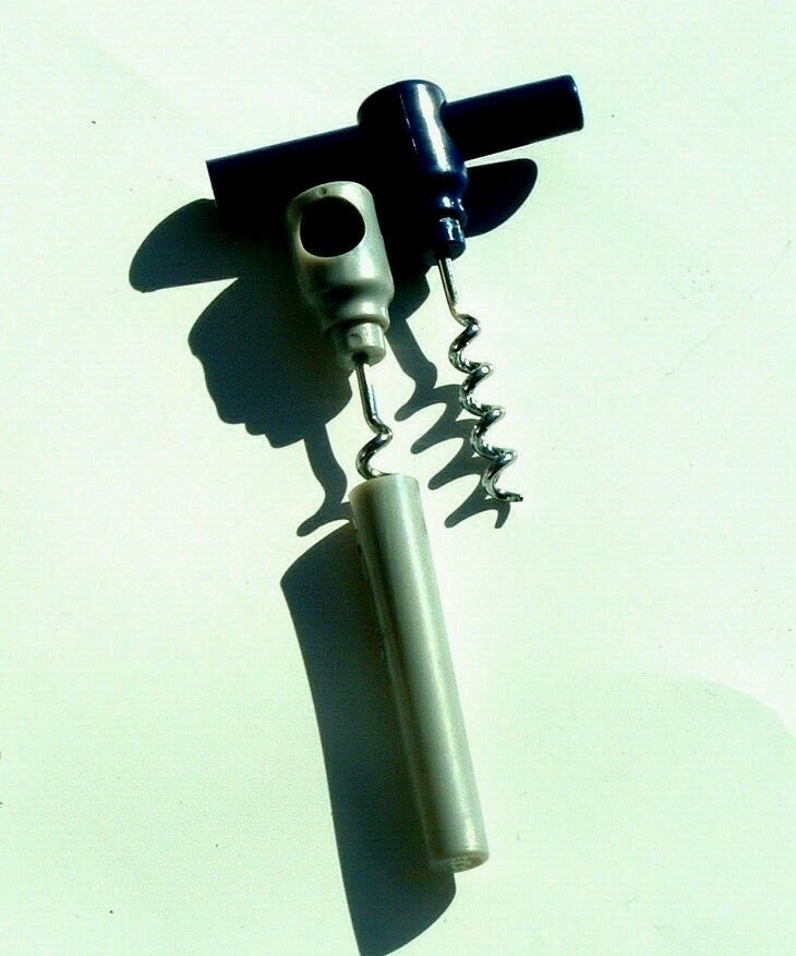 Set Of 2 Aronson Mini Corkscrew wine opener Chrome Plastic Handle