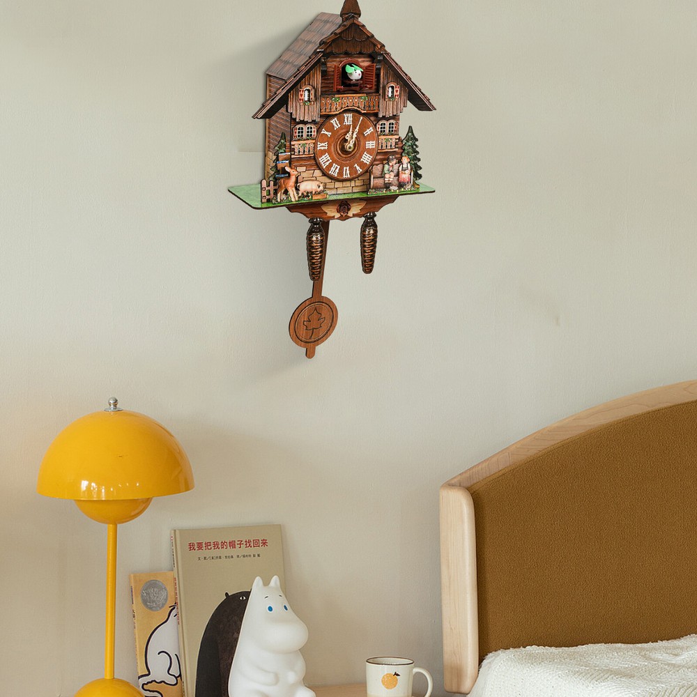 Vintage Cuckoo Wall Clock - Elegant Black Forest Design with Singing Feature