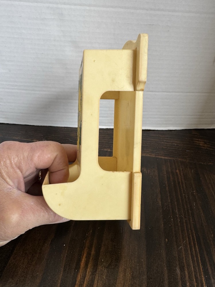 Vintage Match Holder Box Yellow with Lemon Design Plastic