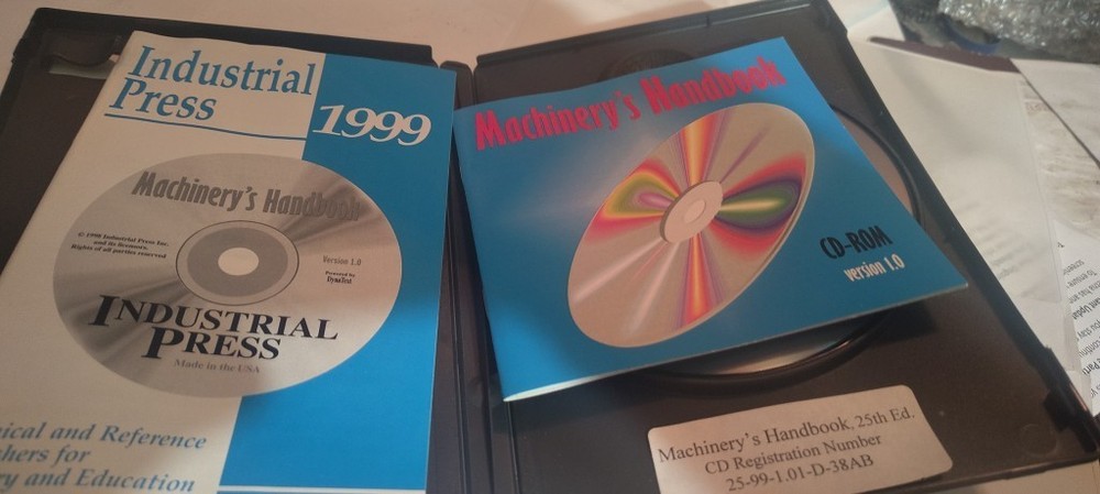 Machinery's Handbook Version 1.0 Software CD ROM for Older Windows Systems
