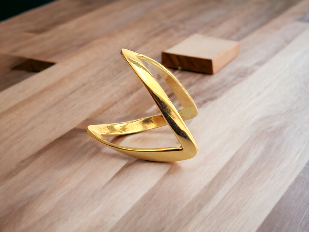 14k Solid Gold Chevron Ring - V Shaped Ring - Yellow Gold Chevron Ring