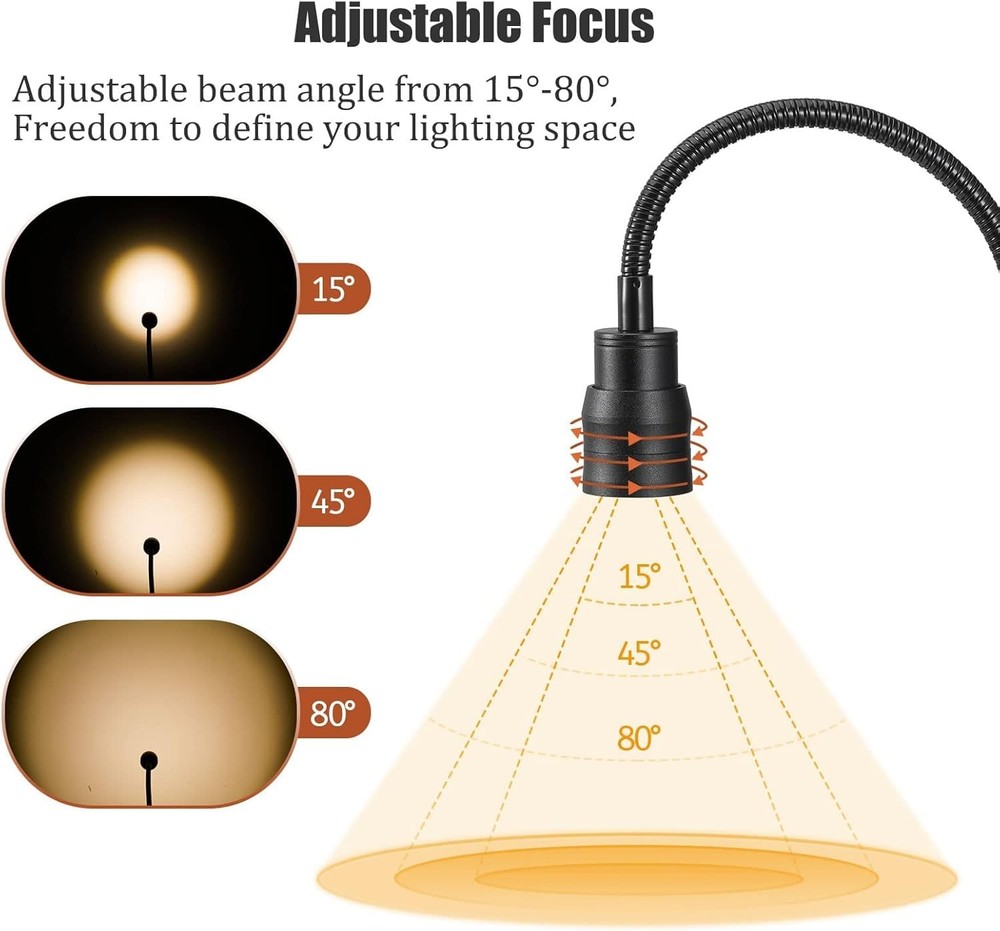 Zoomable Clip On Lamp Dimmable Spotlight for Dorm Bed Headboard Working