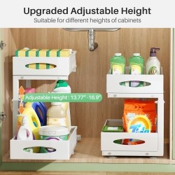 2Tier Under Sink Organizer, Pull Out Space Saving Rack for Kitchen Pantry