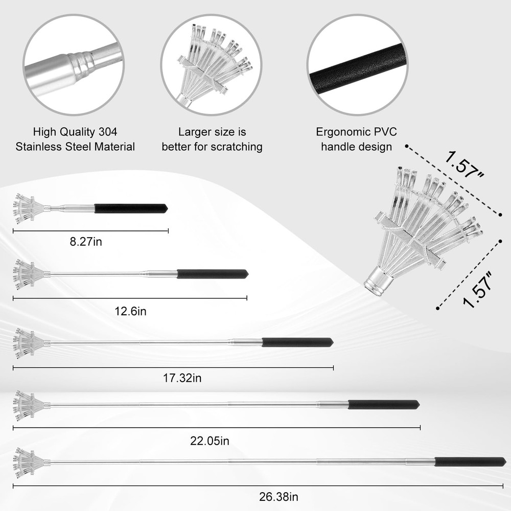 XKOS 4 Pack Different Back Scratcher Portable Telescoping with Rubber Handles,