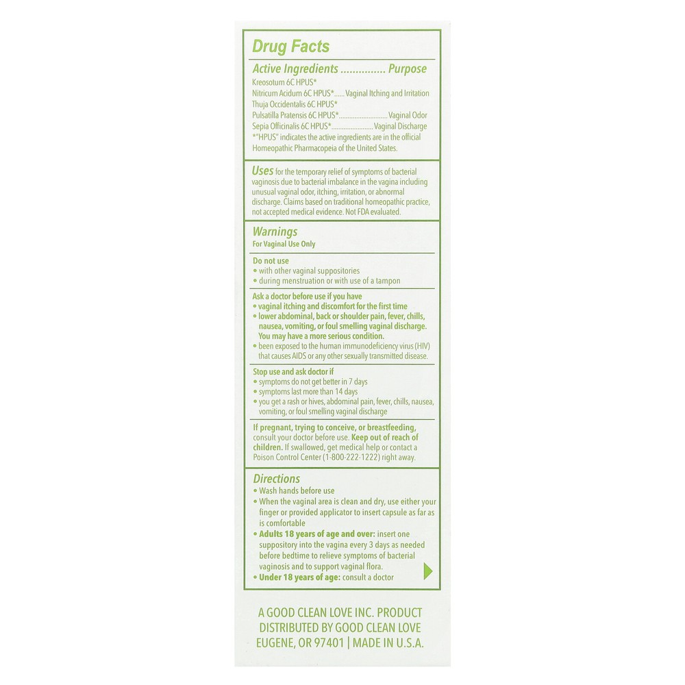 BiopHresh®, Vaginal Homeopathic Suppository, 10 Gelatin Suppositories