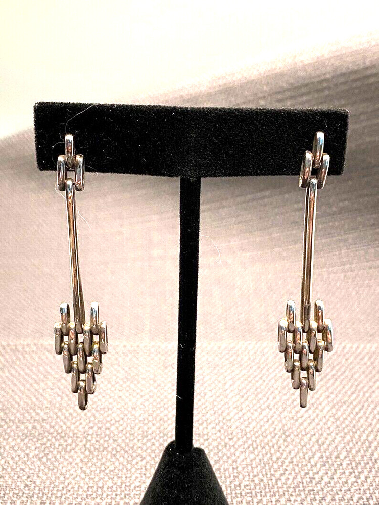 Midcentury Modern Silver Reticulated Earrings