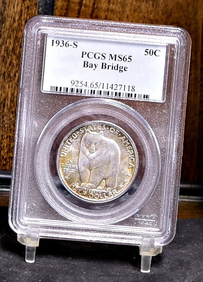 1936-S Bay Bridge Comm Silver Half Dollar - PGCS MS65 (#61399-L)