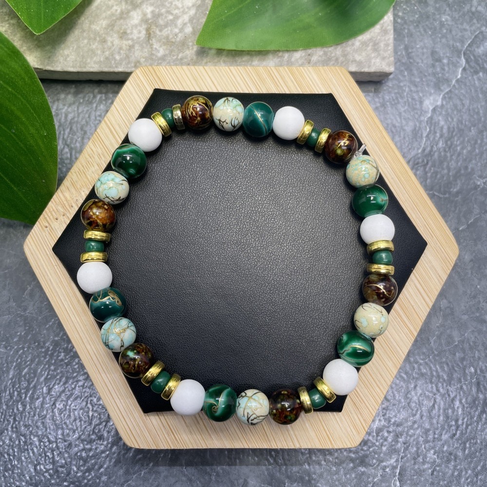Handmade Bead Beaded Stackable 8” Plus Stretch Bracelet New Free Ship C1293