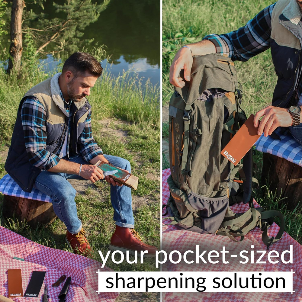 Brown Leather Strop with Compound - Get Razor-Sharp Edges with Stropping Kit, Gr