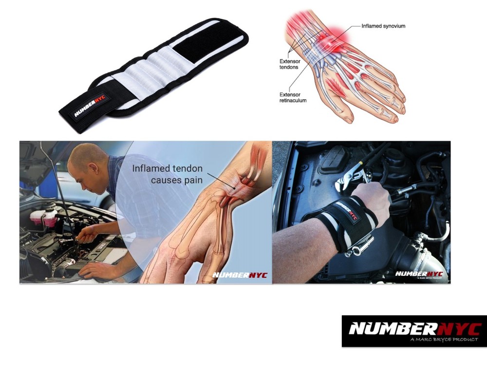 2 Magnetic Wristband Compression Support Strap Relieves Tendinitis Carpal Tunnel