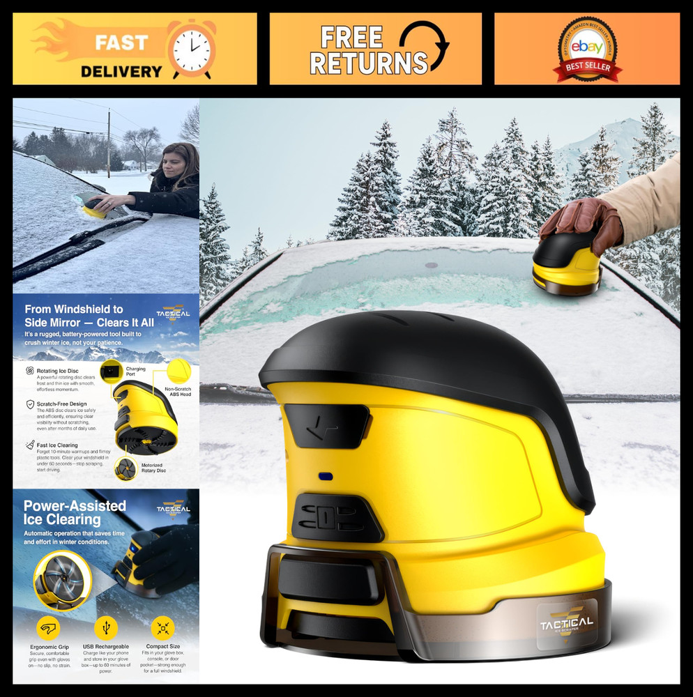 Electric Ice Scraper for Windshield - Cordless Motorized Snow Remover Tool, Rech