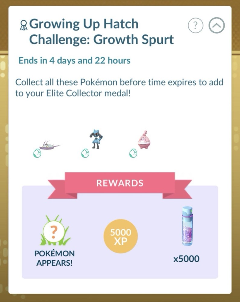 Growing Up Hatch Challenge: Growth Spurt - Pokemon Go