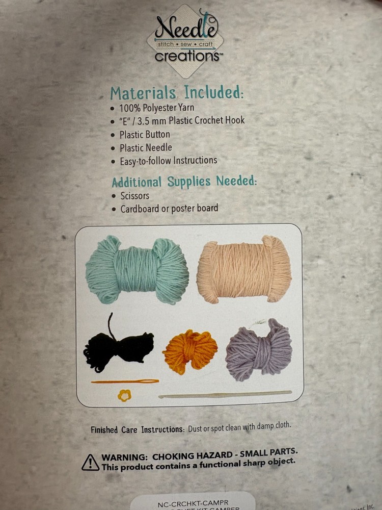 CROCHET KIT, 3-D CAMPER box, 6.5x6x2", complete kit