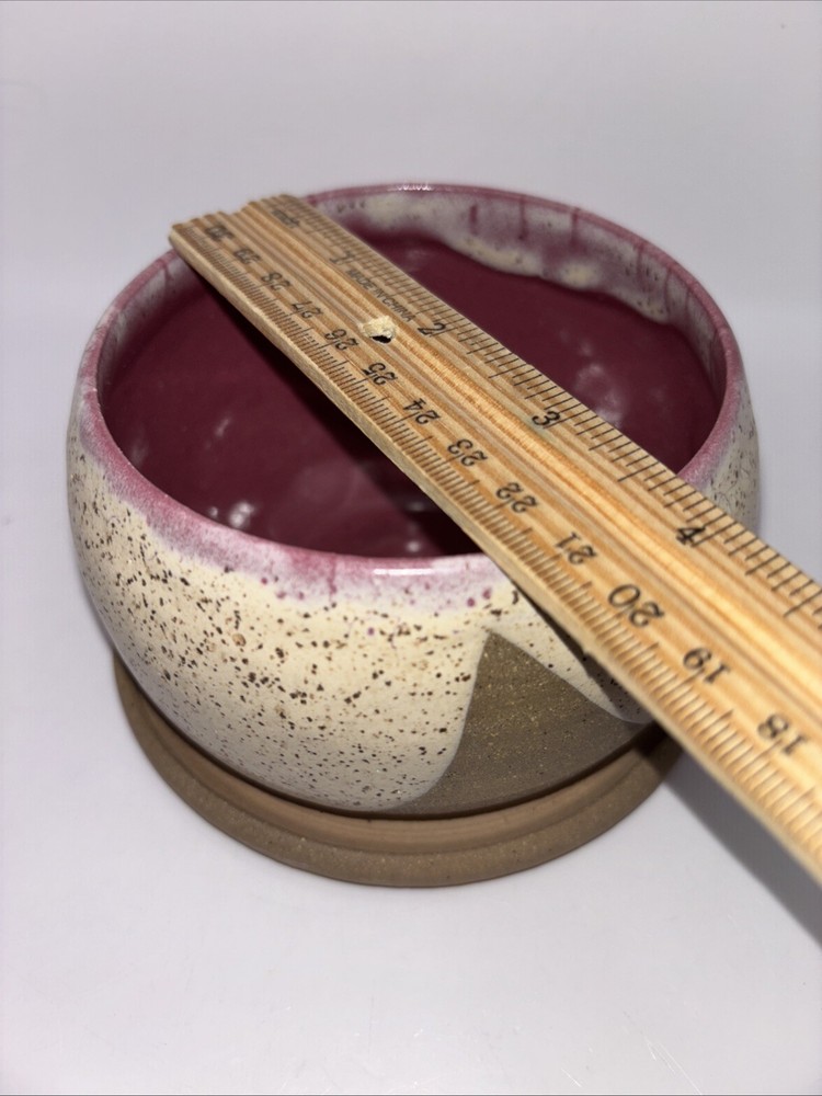Pottery Planter Tan Speckled & Brown with Glazed Interior