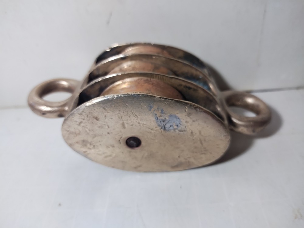 Antique Heavy Solid Brass Nautical Rigging Pulley