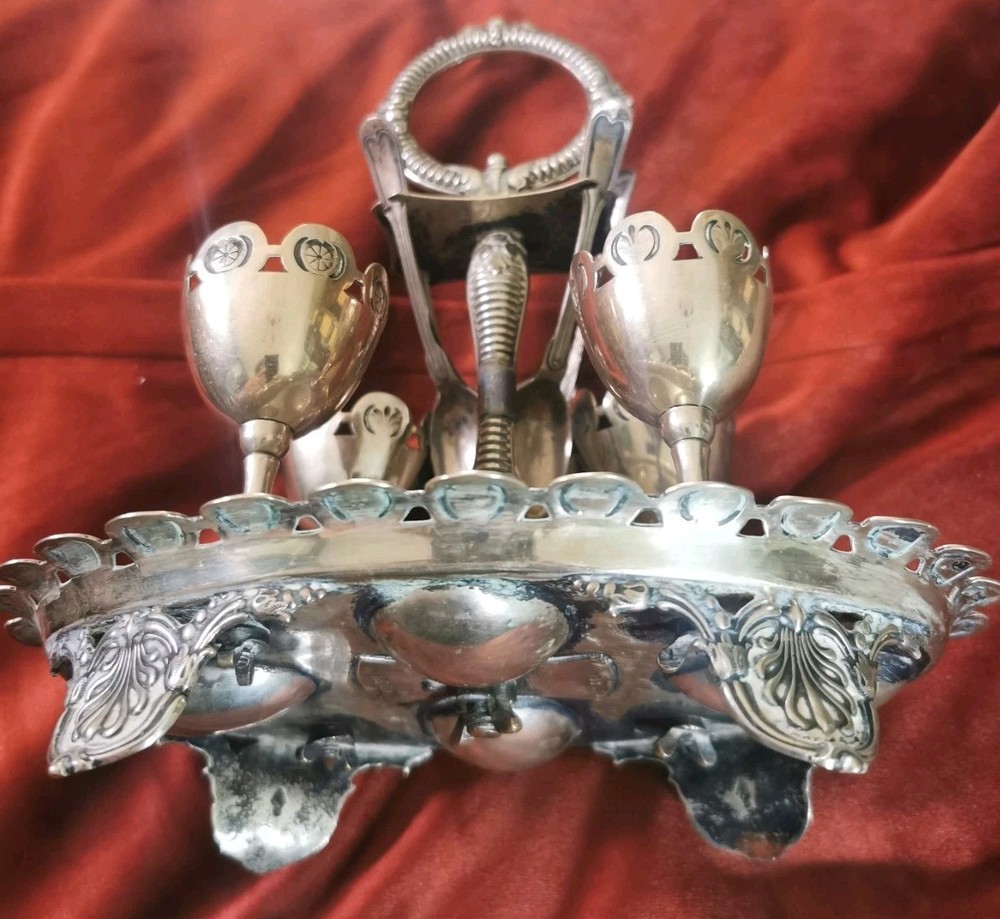 Antique Silver-Plated Victorian Egg Server. A B & Co. Excellent.
