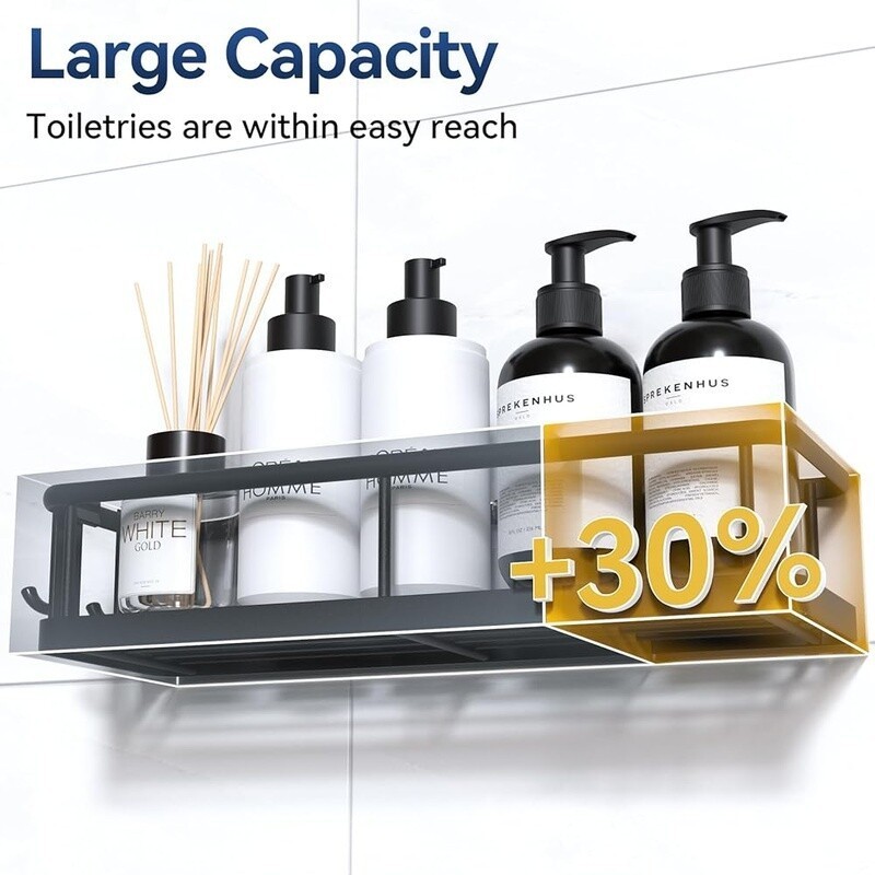 Shower Caddy Adhesive No Drill Bathroom Organizer Rustproof Shelves Hooks 2 Pack