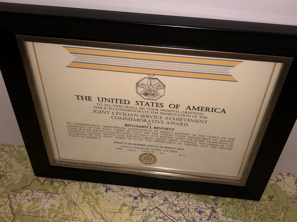 CJCS - JOINT CIVILIAN SERVICE COMMEMORATIVE COMMENDATION CERTIFICATE ~ Type-1