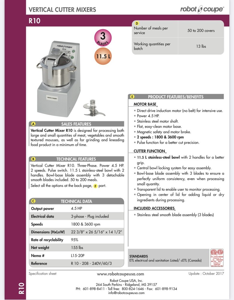 REFURBISHED💥 Robot Coupe R10 💥FOOD PROCESSOR