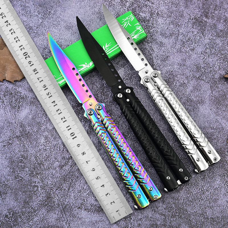 New Butterfly Training Knife Comb Trainer Metal Non Sharp Dull Practice Tool