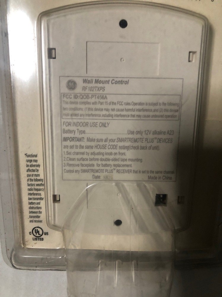 GE SmartHome Wall Mount Control, Indoor Transmitter Missing Double Sided Tape