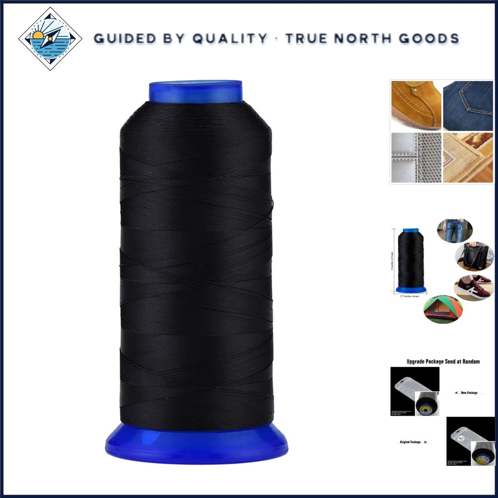 1500 Yards Black Polyester Thread for Upholstery and Outdoor Projects