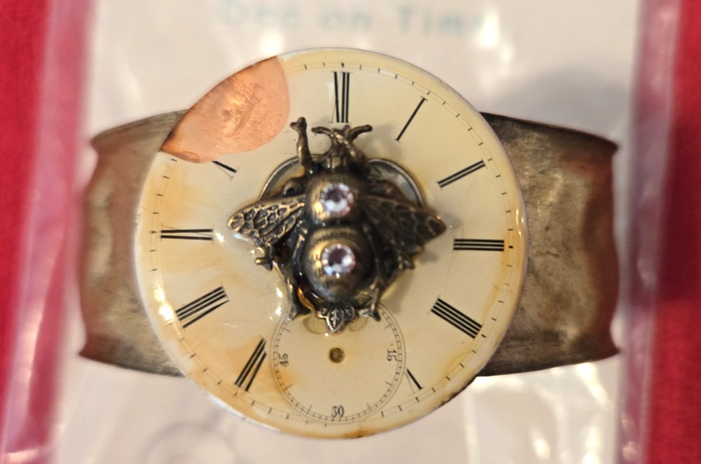 Lorraine Frances Bee On Time Brass Cuff Bracelet w/packaging