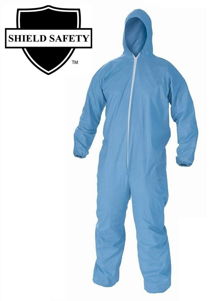 Polyethylene Coverall Spun-Bonded Blue Color, Size: Medium - 50 Pieces
