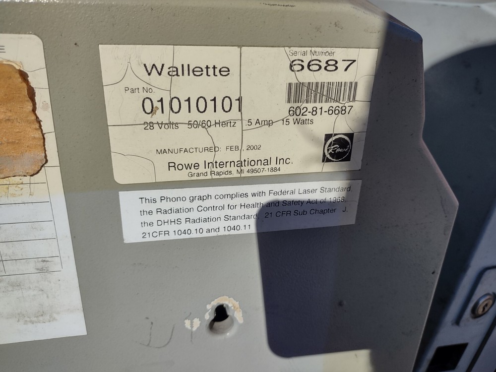 rowe ami wallete arcade jukebox wall mount remote jukebox keypad part #193