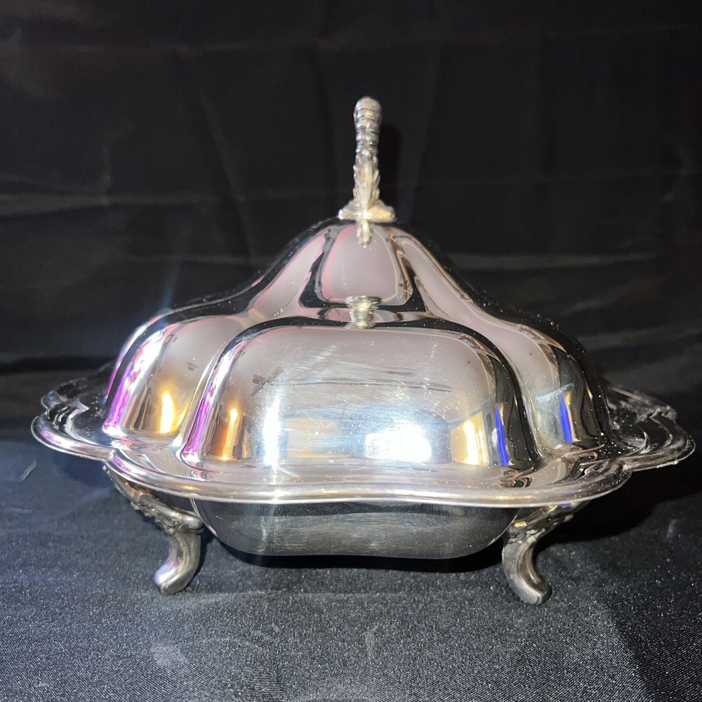Vintage Silver Plated Dome Cover Footed Serving Dish
