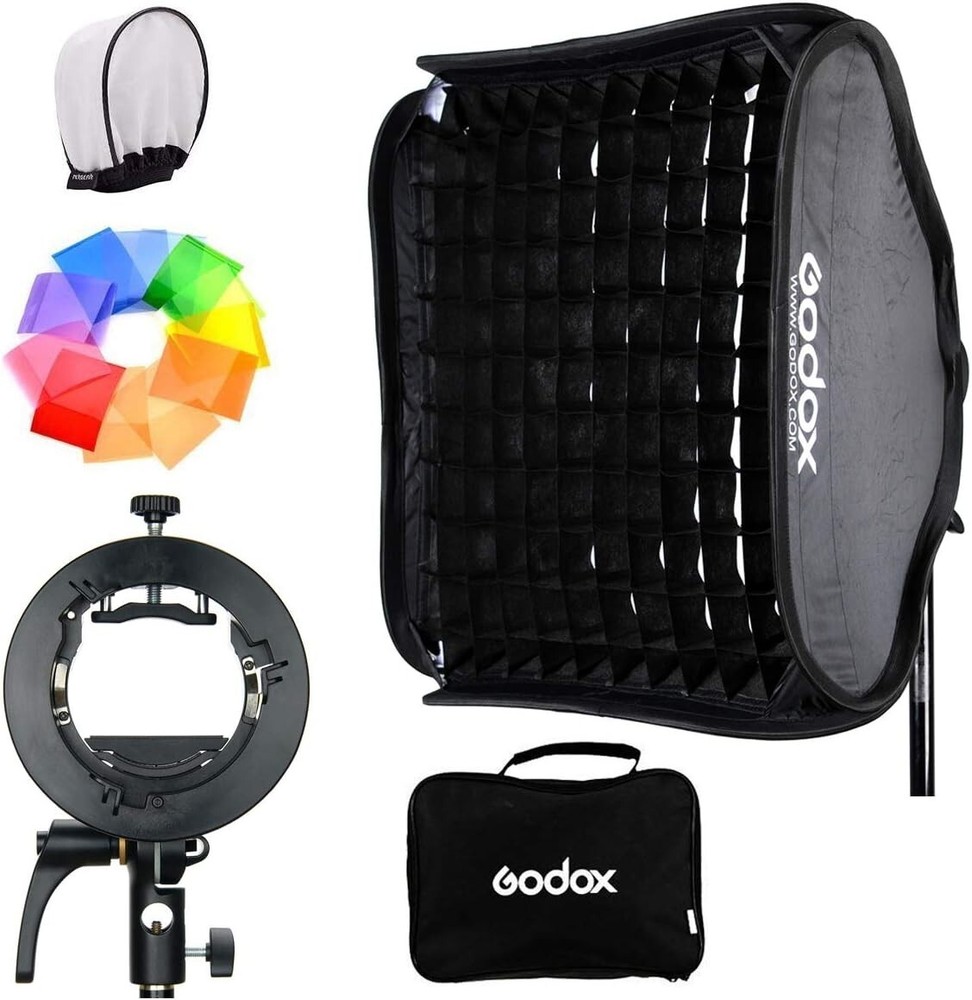 Lightweight 32" Softbox Grid with Speedlite Bracket for Versatile Photography