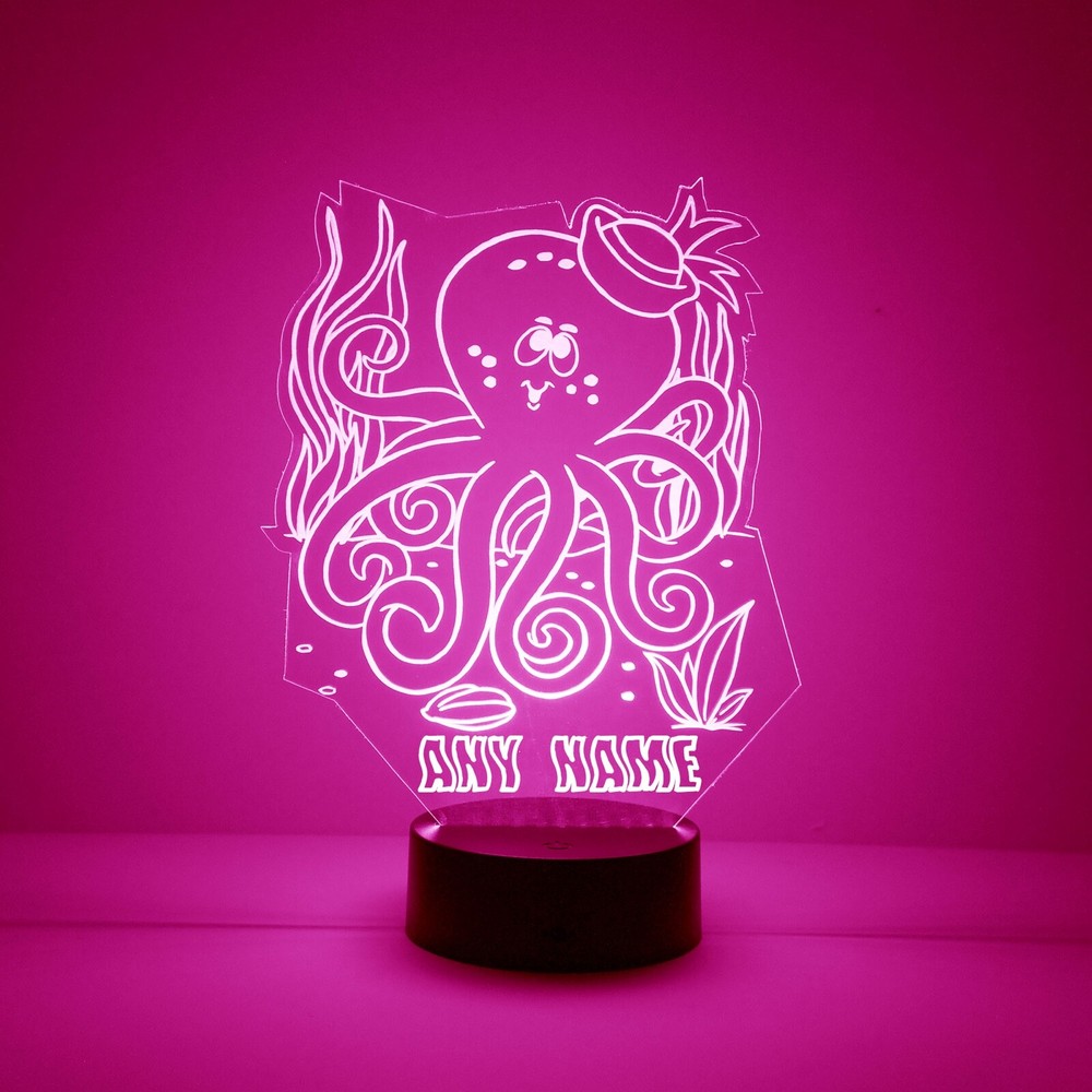 Octopus - Personalized Night Lamp - FREE Engraved Name - LED Night Light