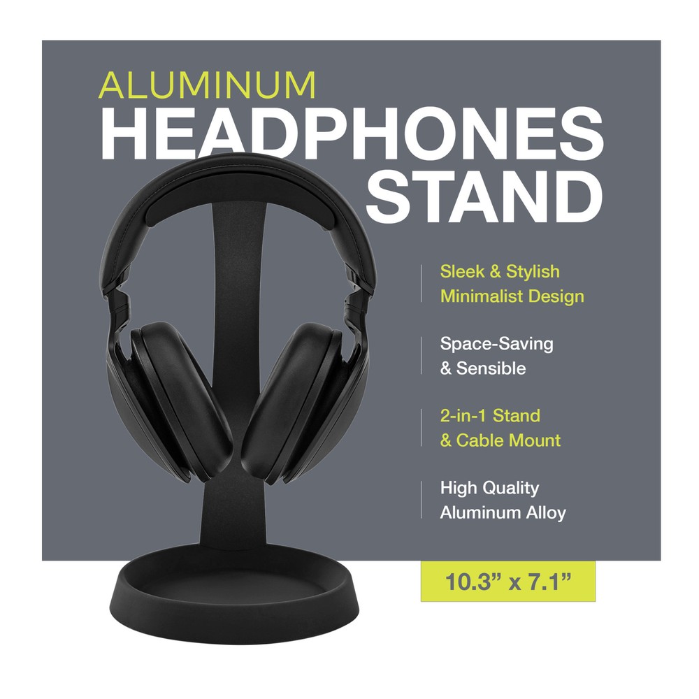 Knox Aluminum Headphone Stand for Desk with Solid Base Mount (Black)