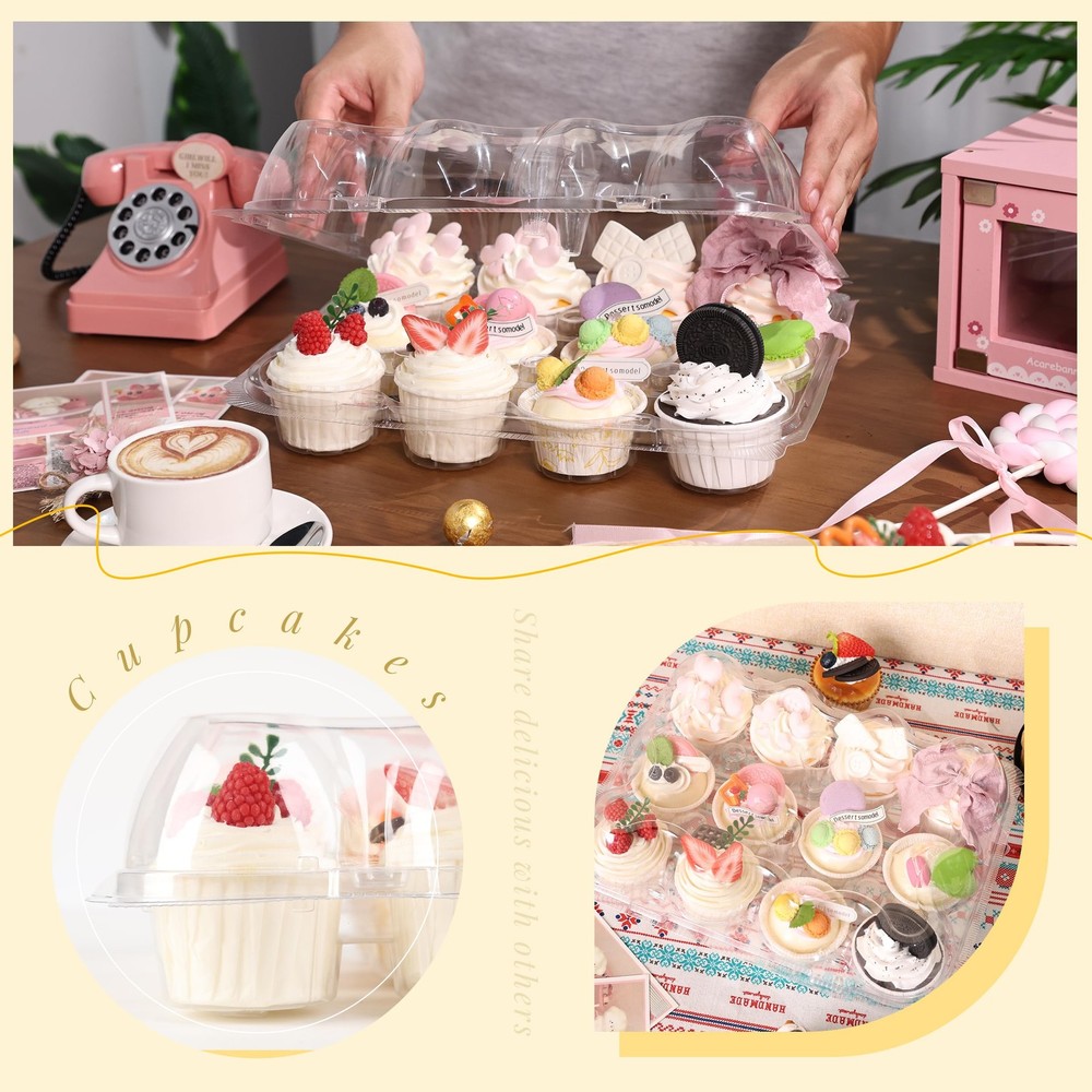 12 Pack Dozen Cupcake Containers with 144 Liners Stackable Carrier 12 Count