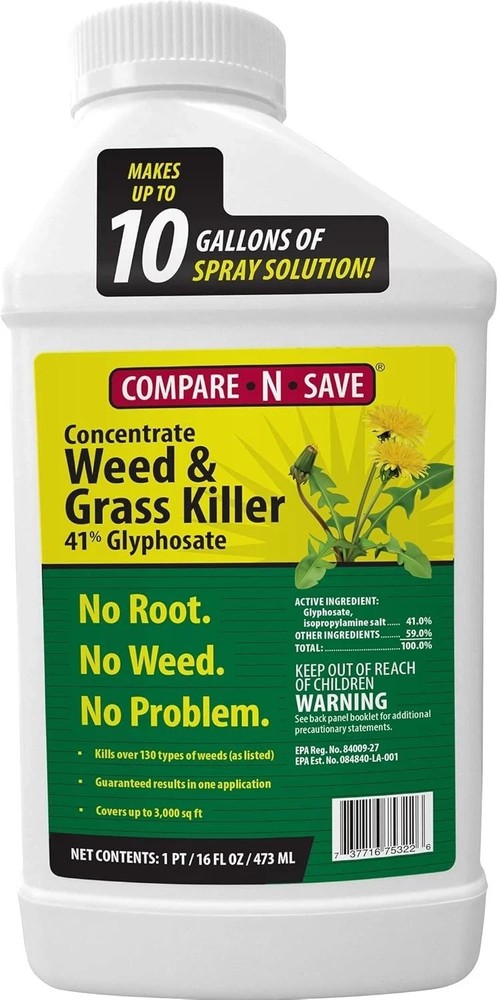 Herbicide Concentrate Mix Root Weed Grass Killer Rainproof 41% Glyphosate 16oz