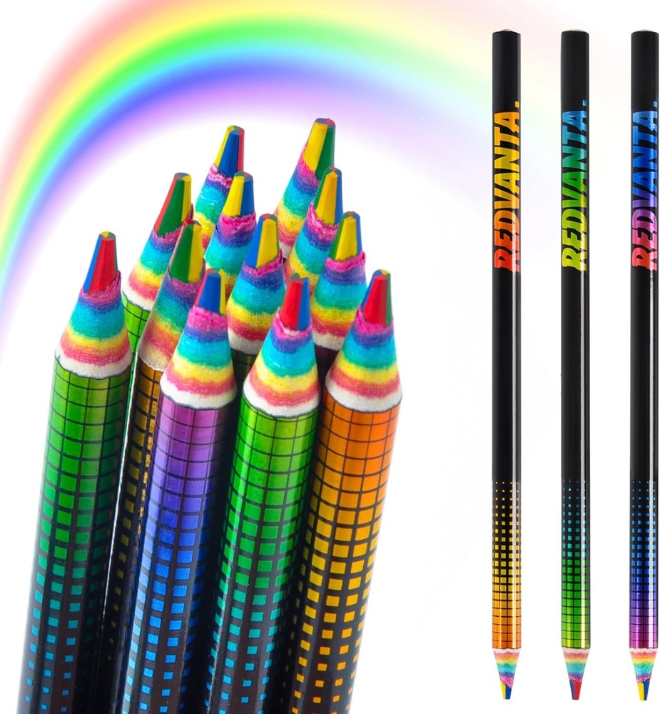 Pre-ened Rainbow Colored Pencils for Kids, Smooth Coloring, Shading &