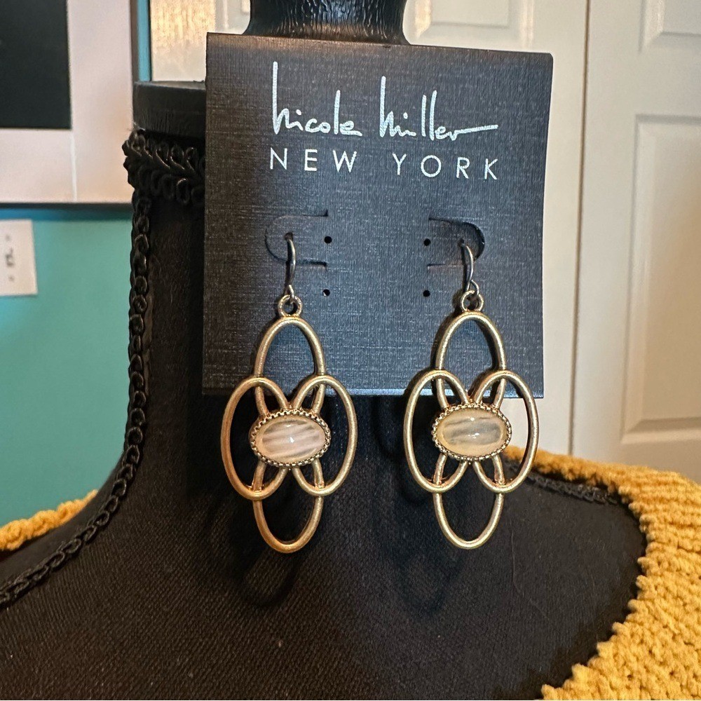 Nicole Miller Gold Oval Earrings NWT