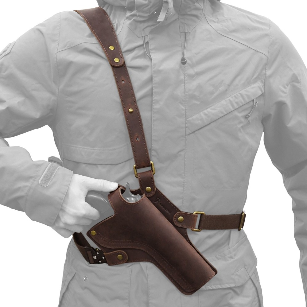 New Adjustable Cowhide Leather Chest Rig Pistol Holster with Shoulder Strap