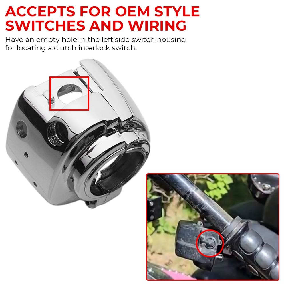 Motorcycle Hand Control Switch Housing Covers w/6pcs Button Cap For Harley Dyna