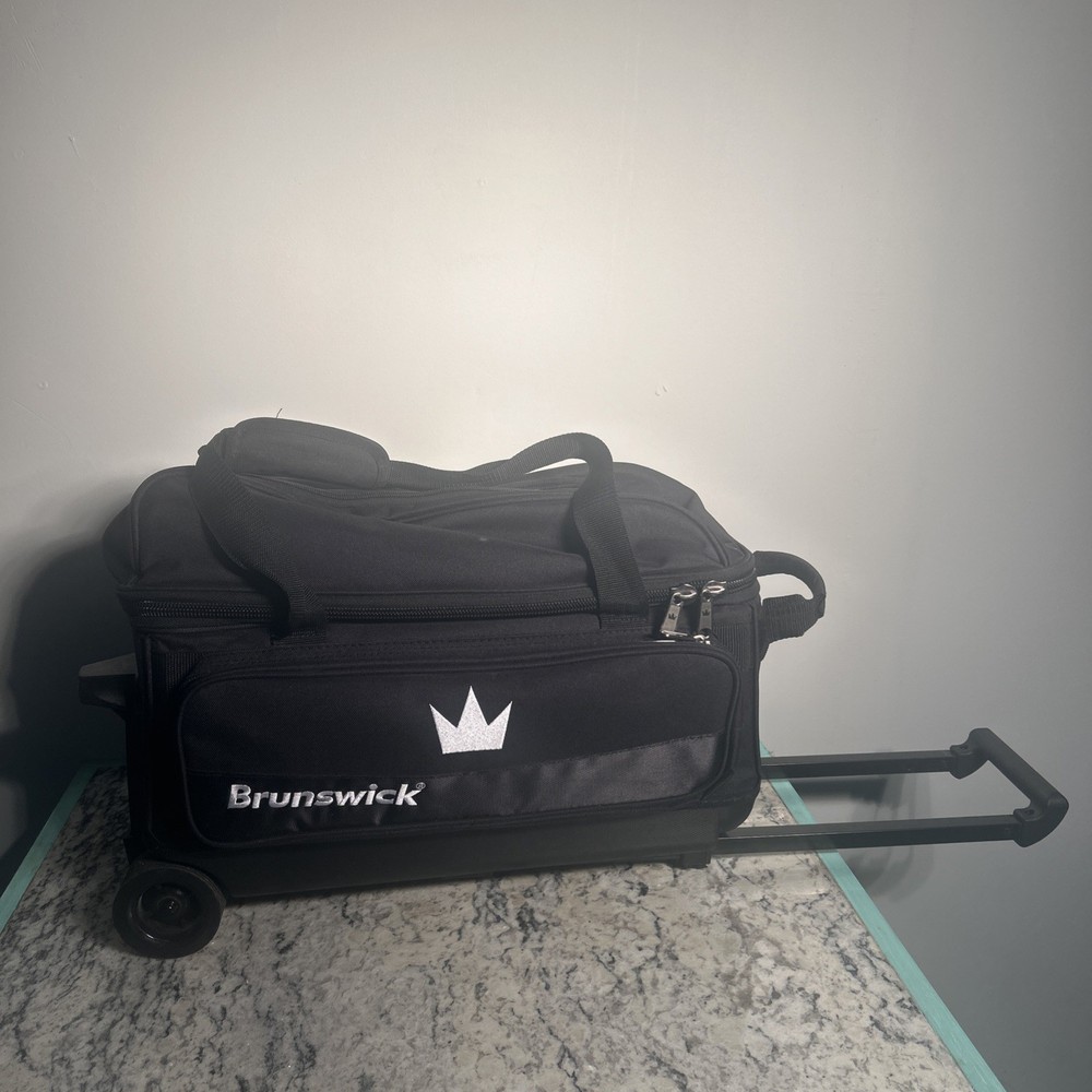 Brunswick 2 Bowling Ball Rolling Bag Telescoping Handle Black