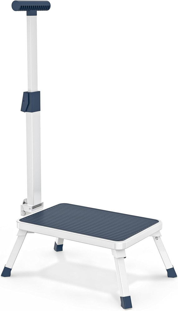 Folding Step Stool, Step Stools with Handle for Elderly Adults, Metal Steppin...