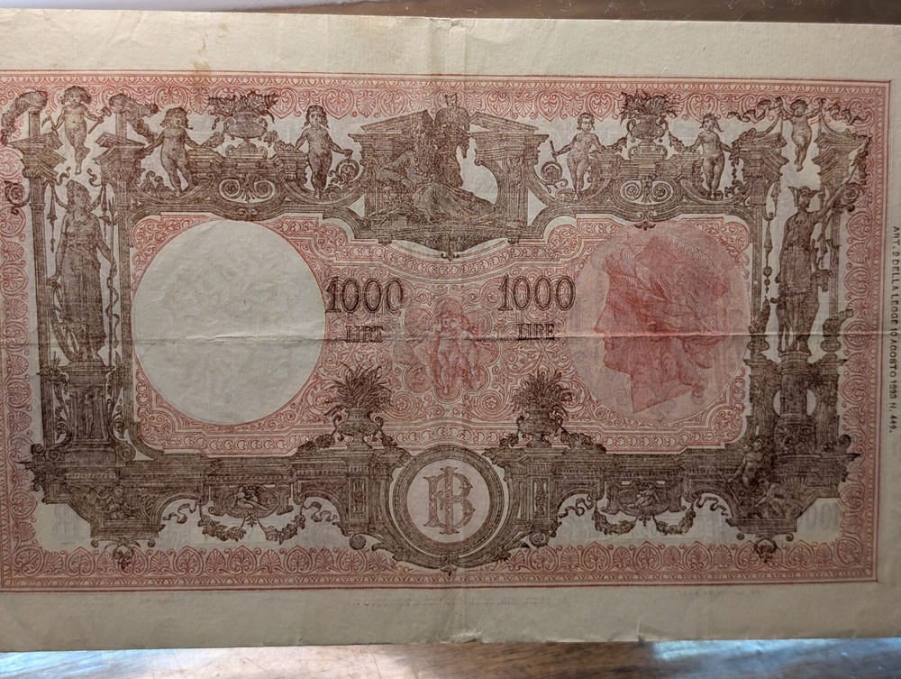 1943 Italy 1000 Lire Banknote