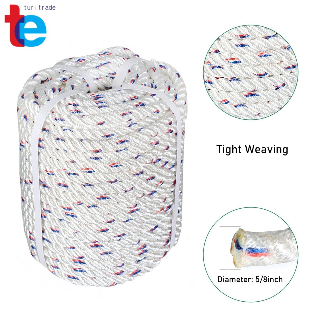 Double Braid Polyester Arborist Bull Rope 5/8"×150' 7200Lbs Pulling Rigging Line