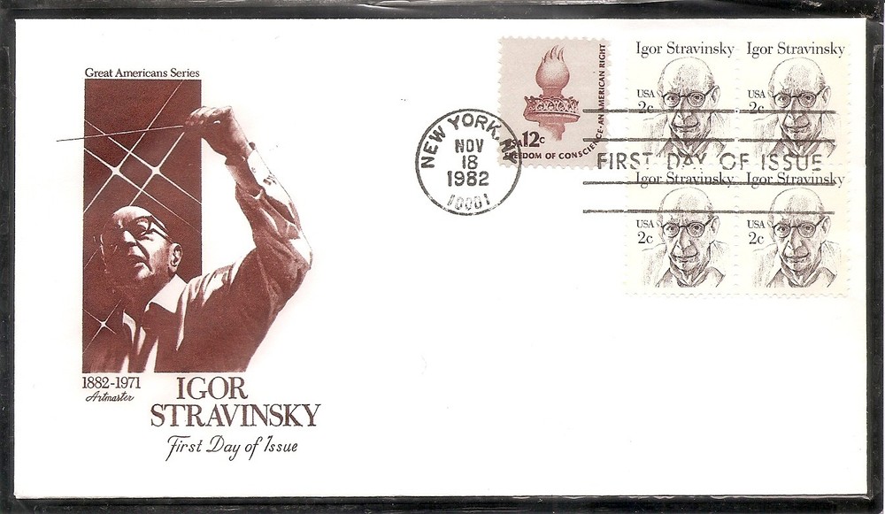 US SC # 1845 Igor Stravinsky FDC. Artmaster Cachet. 1