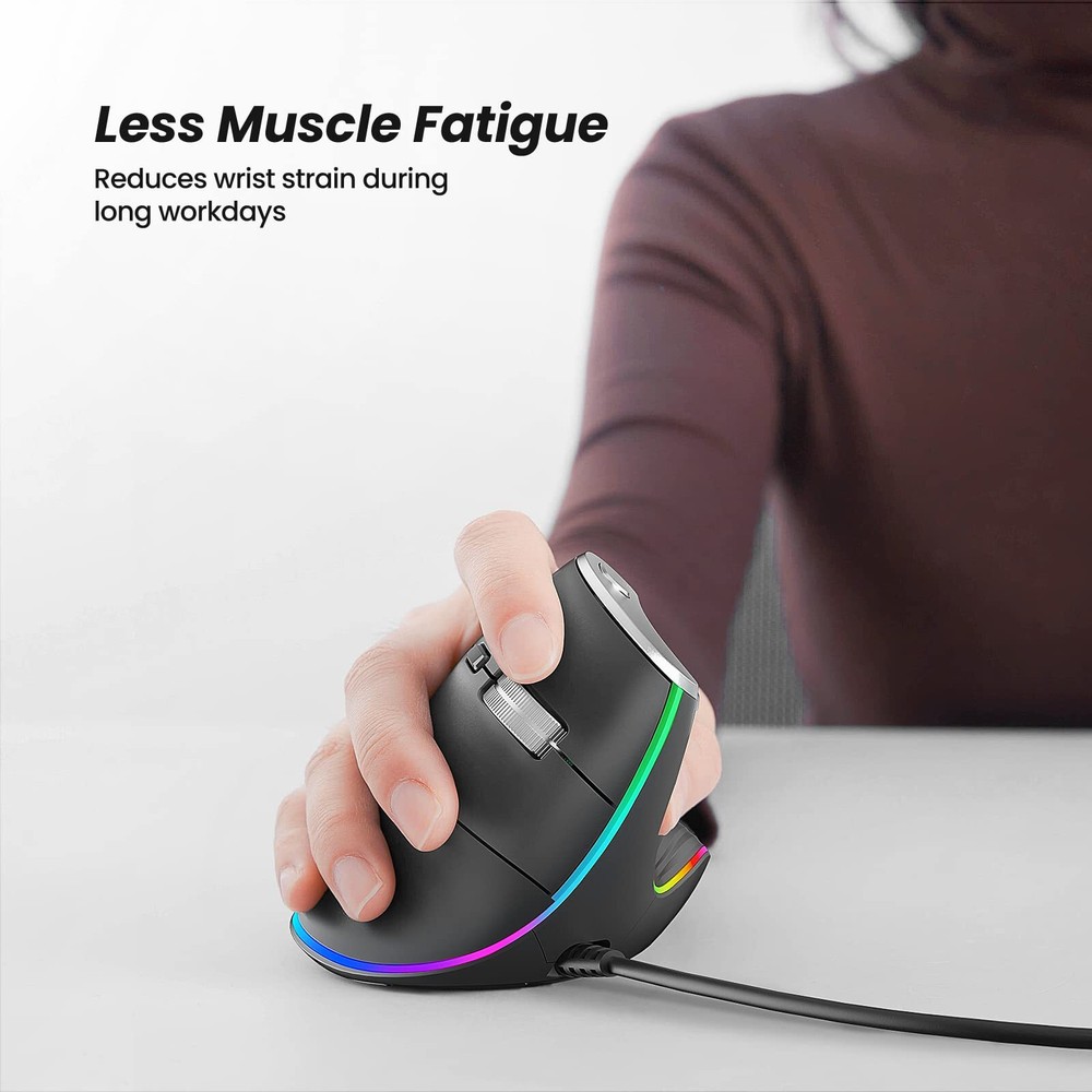 Nulea M504 Wired Vertical Mouse USB Ergonomic Optical Mouse with 4 Adjustabl