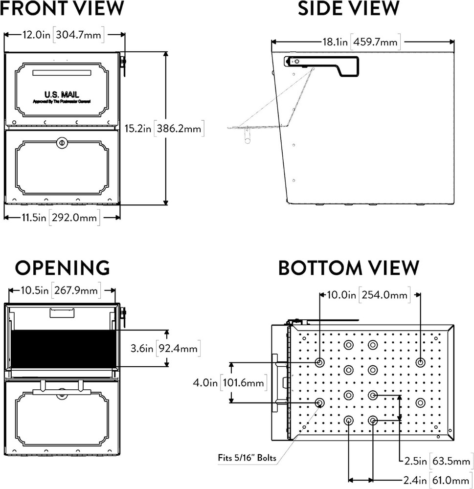 Oasis Classic Locking Post Mount Parcel Mailbox with High Security, Black